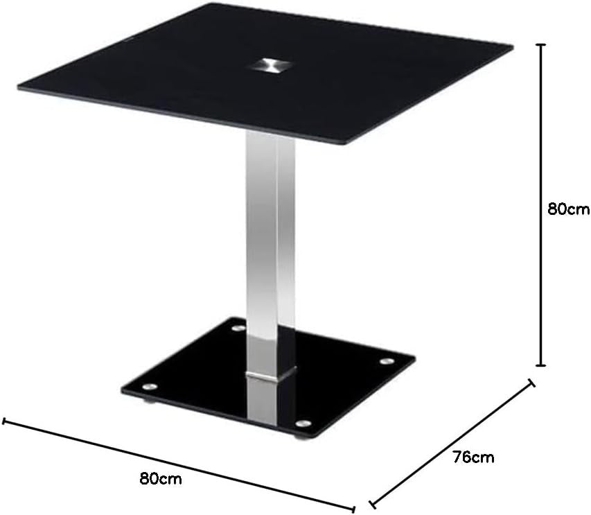 Square Glass Dining Table 80x76cm Black Tempered Modern Bistro