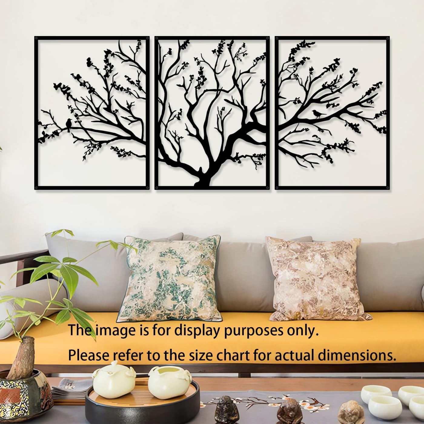 Large Tree of Life Metal Wall Art 3 Panel 53x23.6in Decor