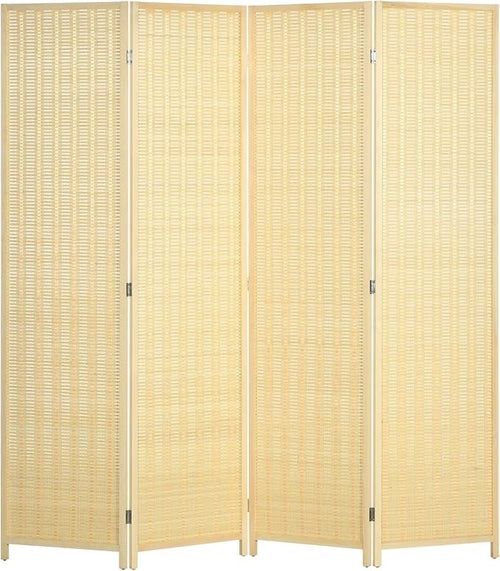 4 Panel Folding Room Divider – Natural Woven Privacy Screen for Bedroom