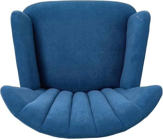 Velvet Wingback Armchair Tub Accent Chair Solid Wood Legs Blue