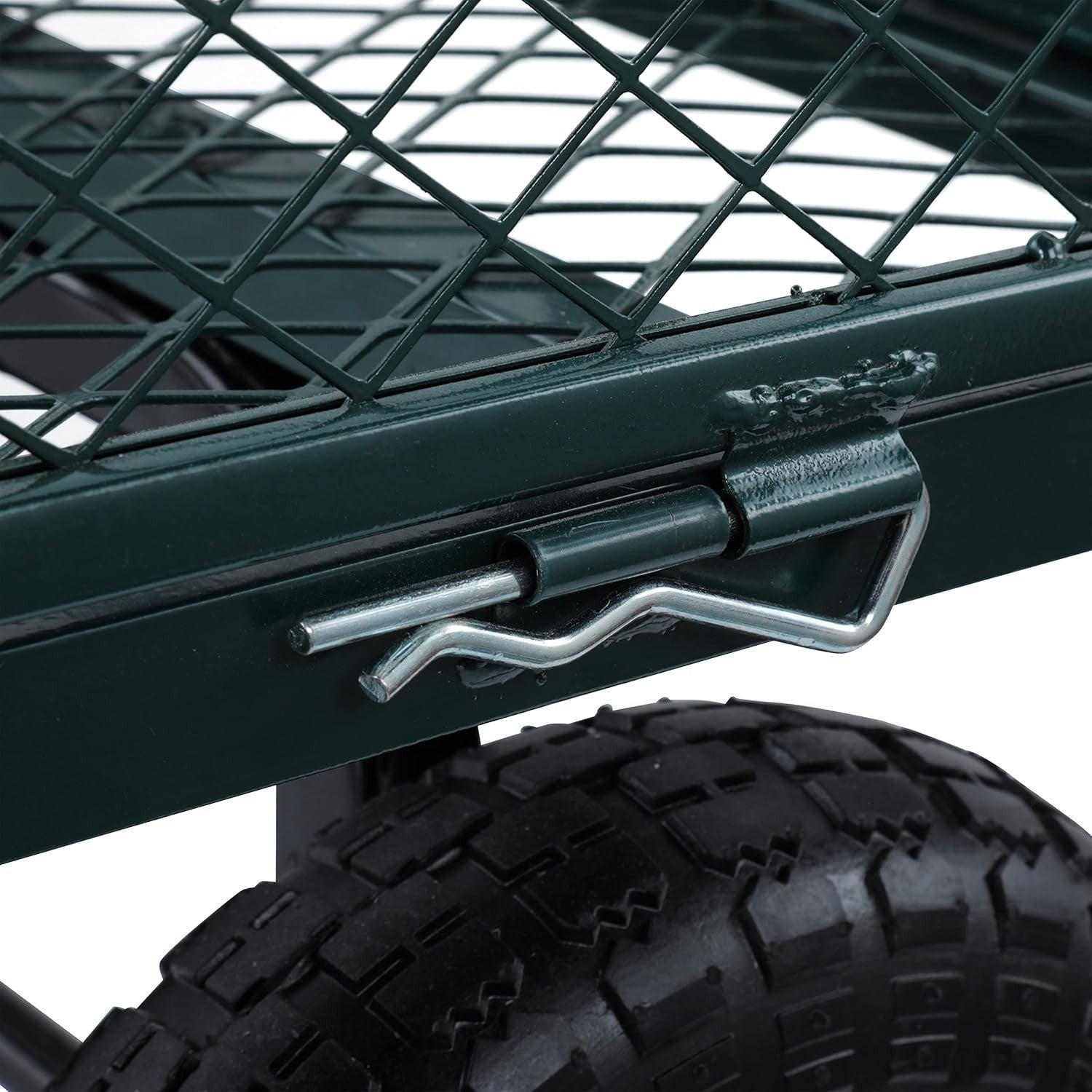 Heavy Duty Steel Garden Cart Trolley 350kg Mesh Wagon w/ Folding Sides & Tyres
