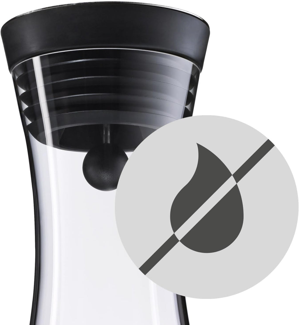 1.5L Glass Water Decanter with Close-Up Stopper | Leakproof Fridge Carafe