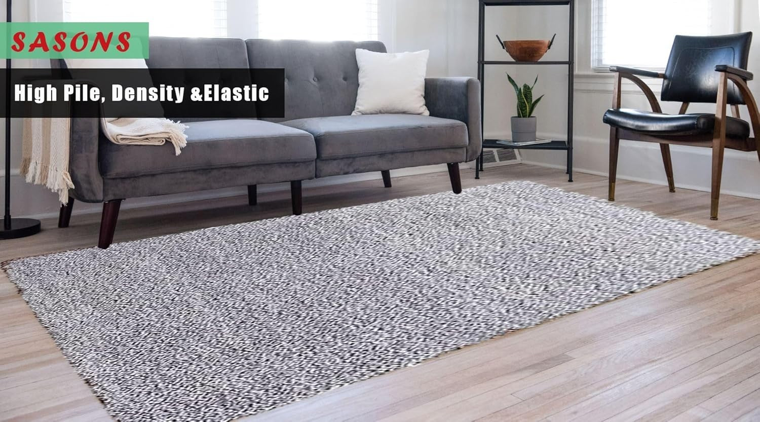Extra Large Shaggy Rug 160x230cm 5cm Thick Soft High Pile Silver Carpet