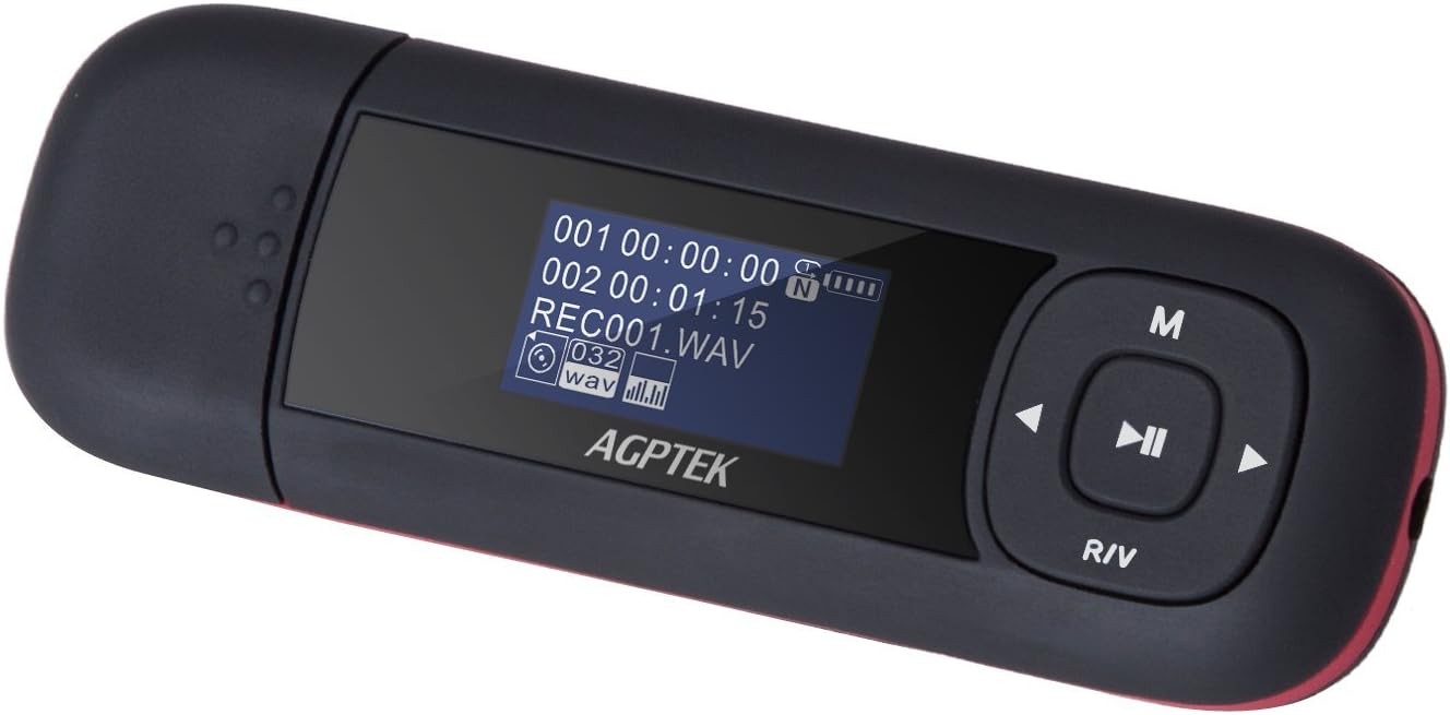 AGPTEK 8GB Portable MP3 Player with USB, FM Radio & Voice Recorder – Black