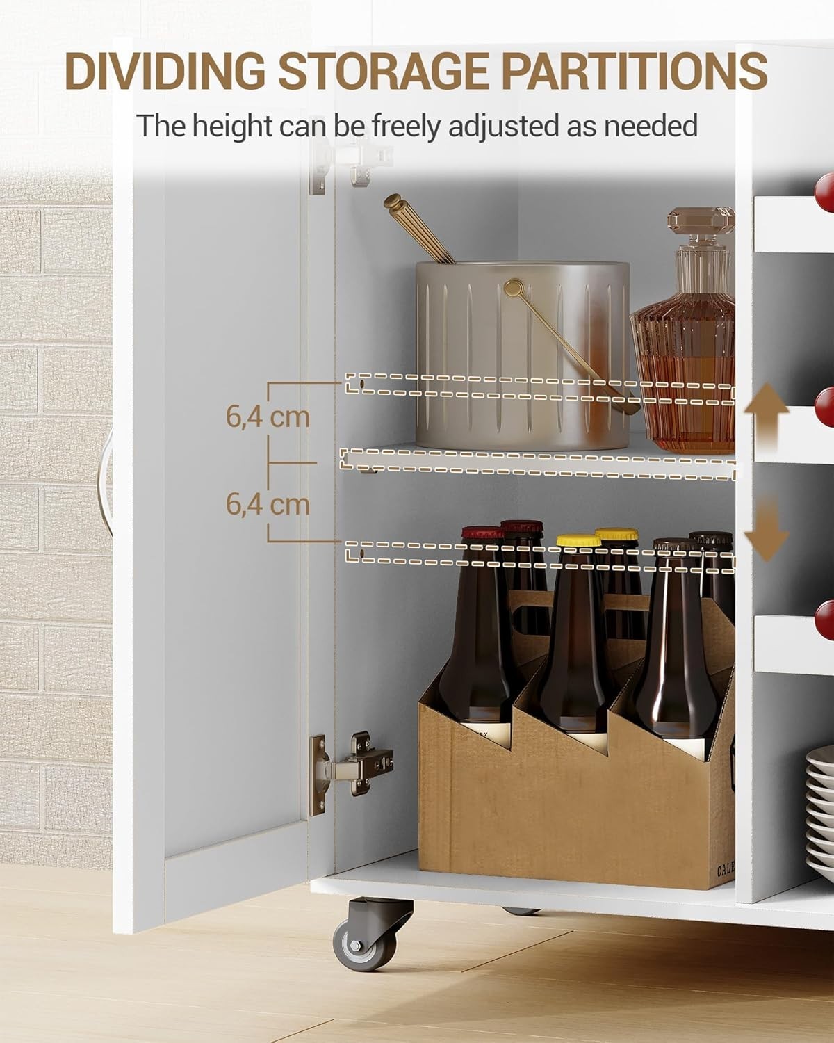 White Rolling Kitchen Island Cart Wine Rack Drawer Shelves