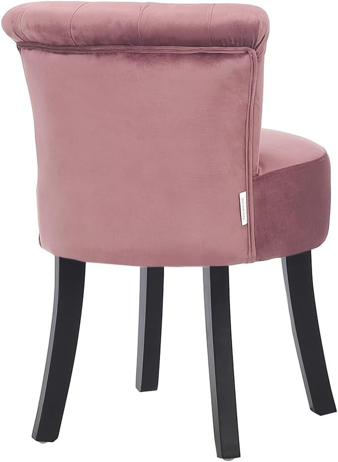 Pink Velvet Vanity Chair with Tufted Back – Comfy Dressing Table Seat