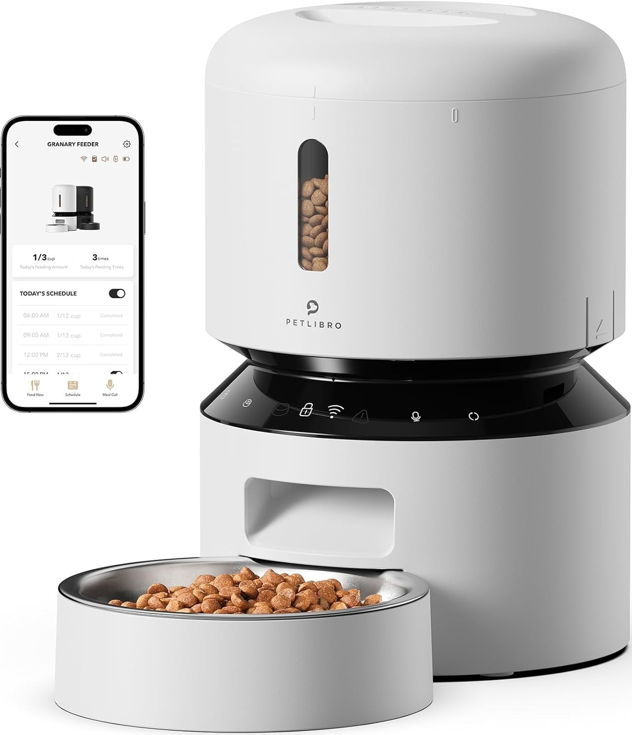 WiFi Automatic Pet Feeder 3L Timed Food Dispenser Stainless Steel Bowl