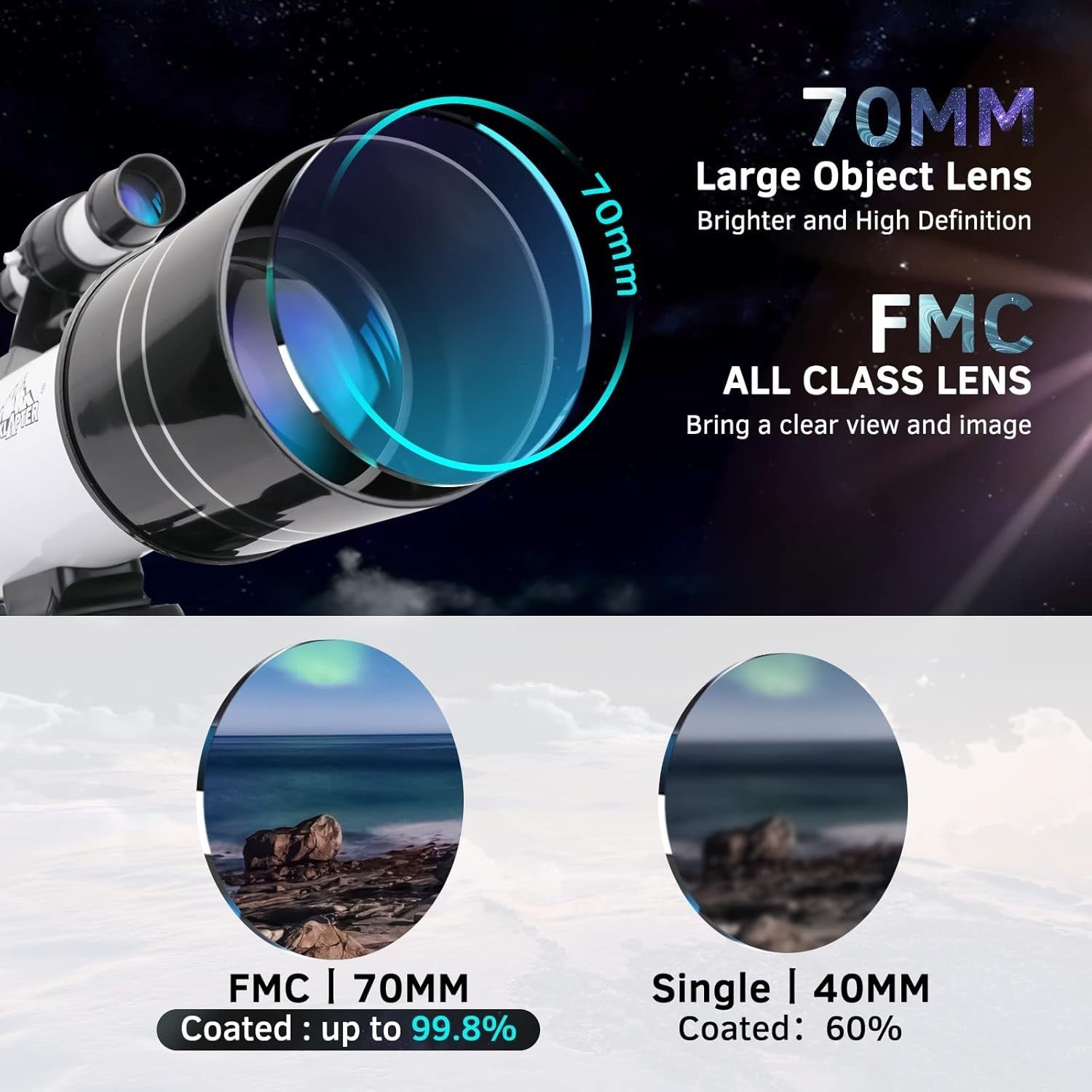 Kids Astronomy Telescope 70/400mm Beginner Scope with Tripod & Phone Adapter