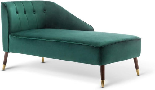 Modern Green Velvet Tufted Right Hand Chaise Lounge Chair Bedroom 160cm.