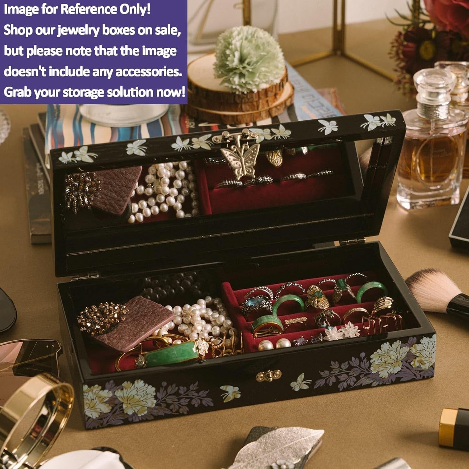 Mother of Pearl Peacock Jewellery Box Handmade Elegant Organizer