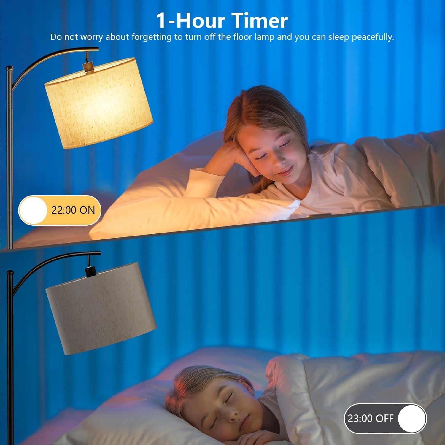 Arc Floor Lamp Remote Control Dimmable Reading Light Modern Standing Lamp