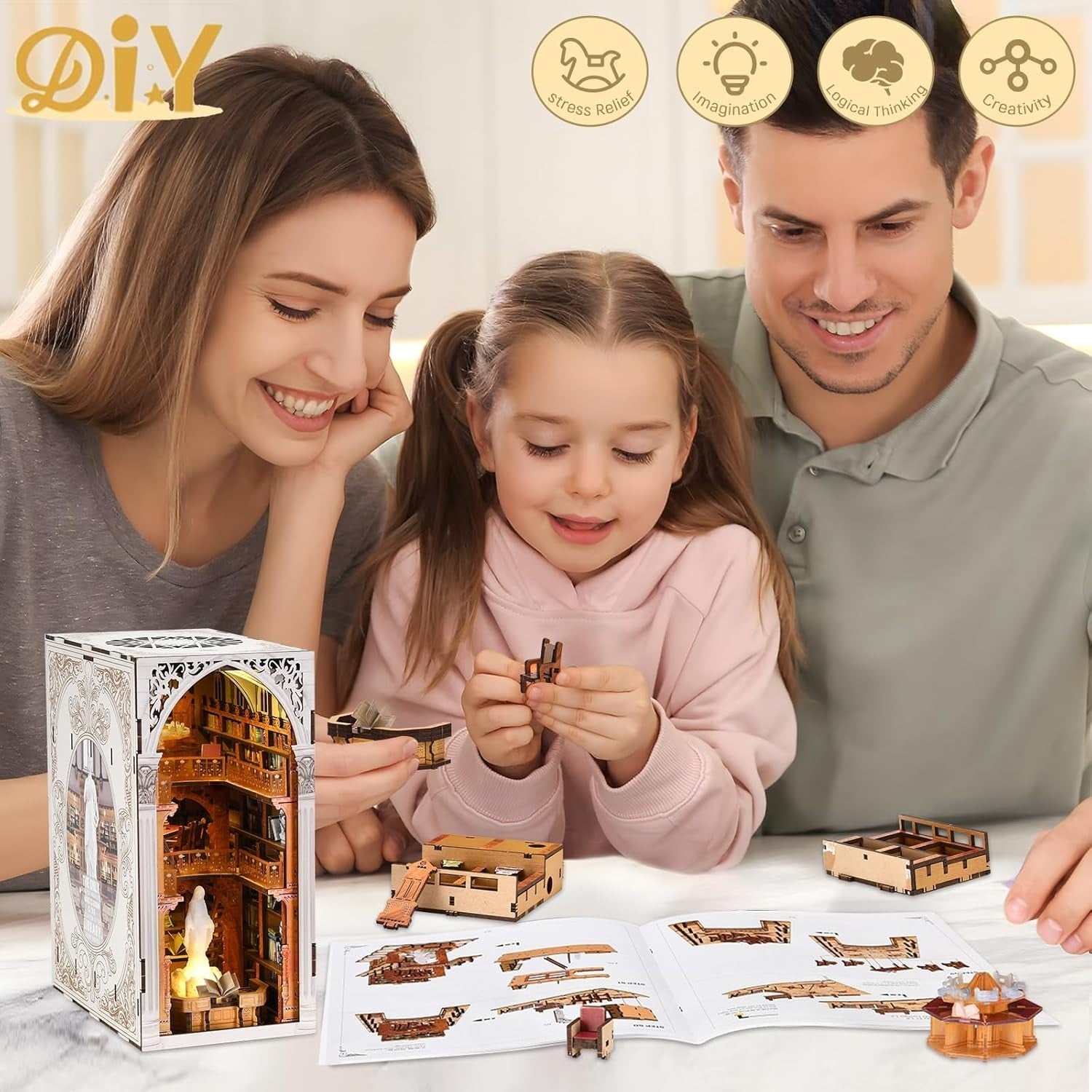 3D Wooden Magic Cello Music Box Puzzle with Light & Bluetooth Sound