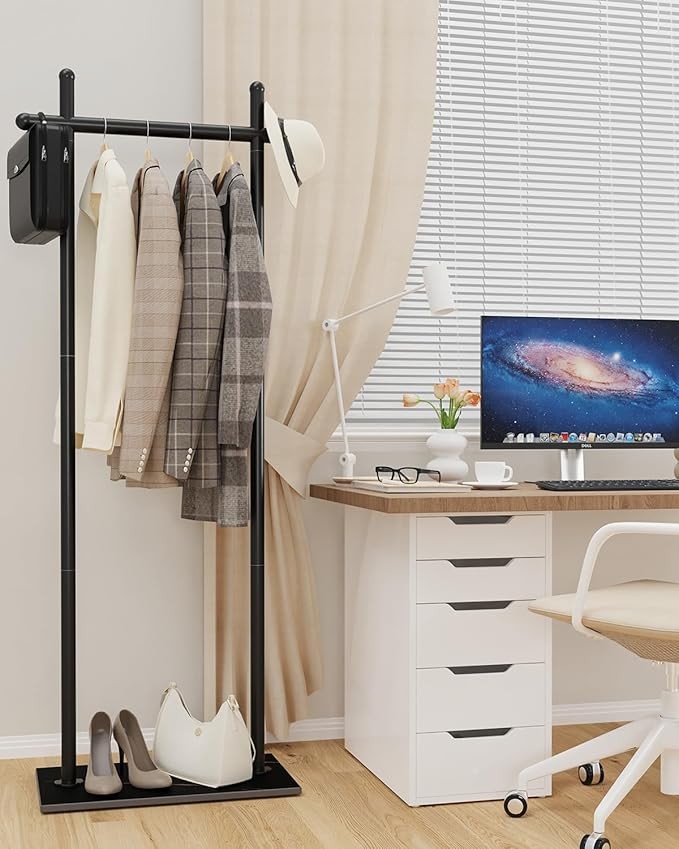 Luxury Metal Coat Rack with Natural Rock Base Freestanding Clothes Stand