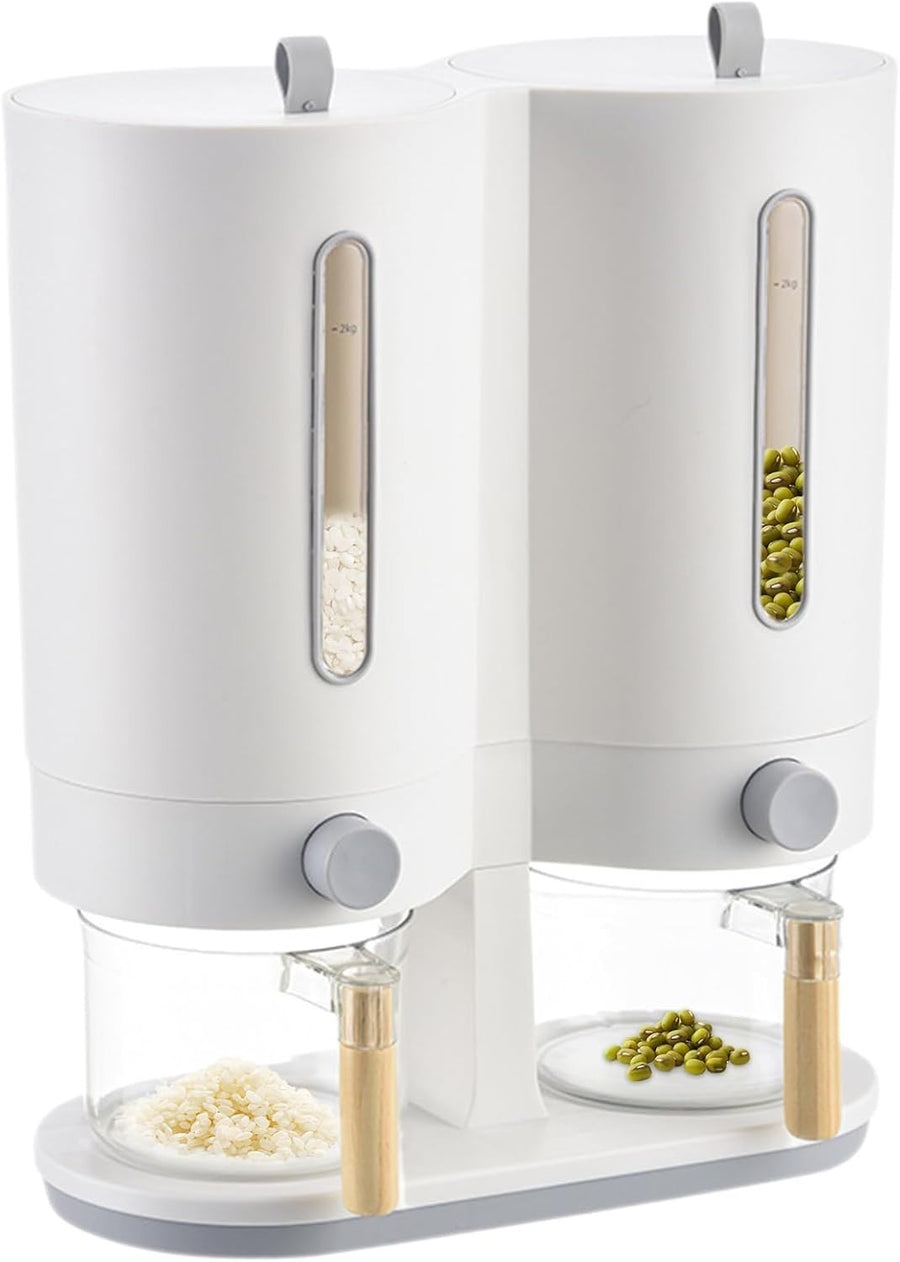 5KG Dual Rice Dispenser Airtight ABS Grain Storage