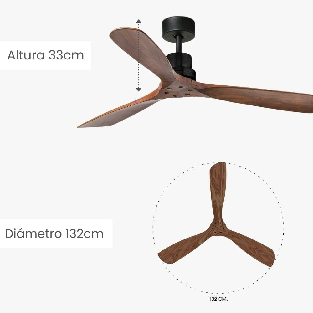 Faro Lantau 132CM Matt Black Ceiling Fan, 6-Speed, Remote, Quiet, Modern
