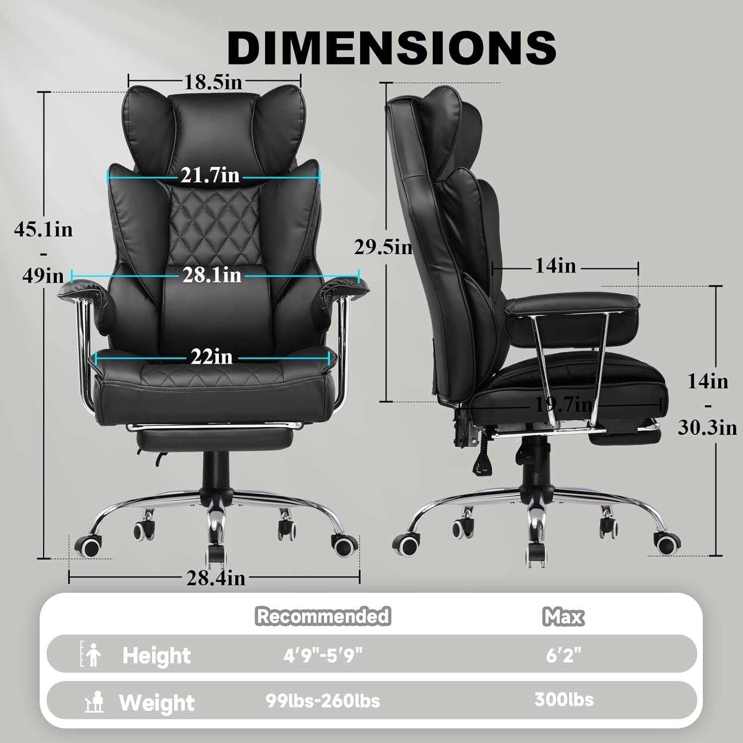 Ergonomic Gaming Chair Recliner Office Seat Footrest High Back Lumbar Support