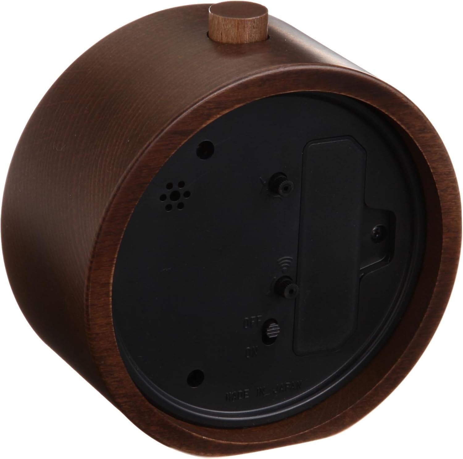 Minimalist Wooden Alarm Clock Silent Quartz Bedside Desk Clock Brown