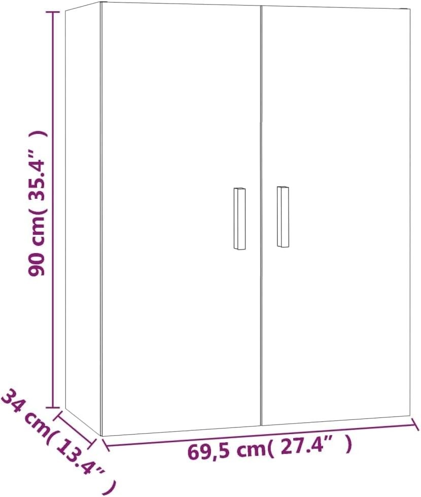 Brown Wall Cabinet Storage Unit with Doors, 3 Compartments, Modern Look