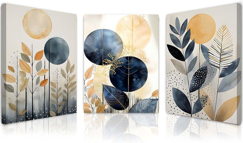 Modern Abstract Canvas Wall Art Set of 3 Framed Prints 12x16 Home Decor