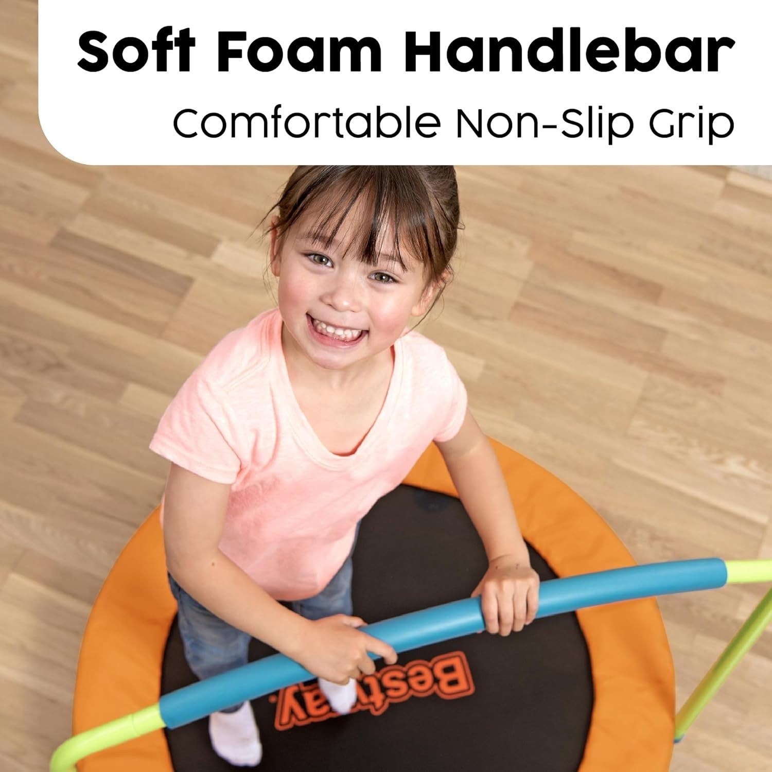 Kids Mini Trampoline 3ft Indoor Bounce with Handlebar Toddler Fitness Play