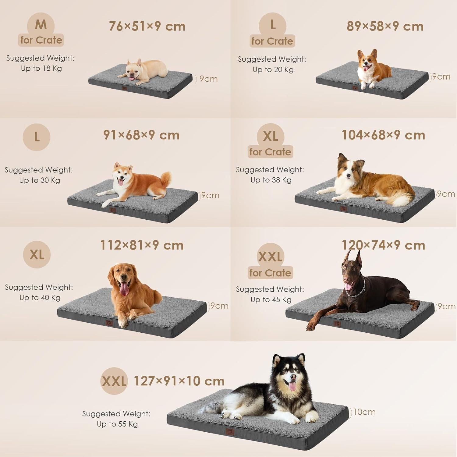 XL Orthopedic Dog Bed Mattress Egg Crate Foam 104x68x9cm Grey
