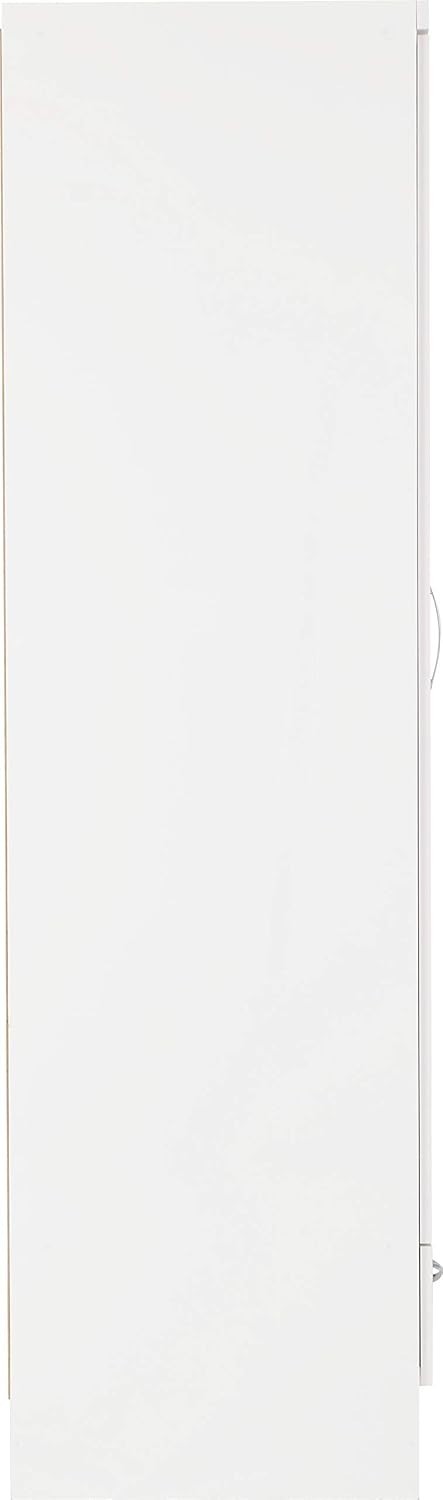 White Gloss 2 Door Mirror Wardrobe with Drawer – Modern Bedroom Storage