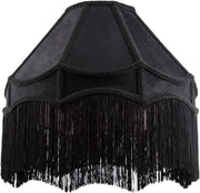 Victorian Empire Velvet Lampshade Jet Black Tassel Pendant 40cm