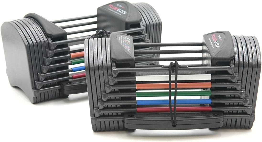 Compact Adjustable Dumbbell Pair 24lb Per Hand Space-Saving Home Gym