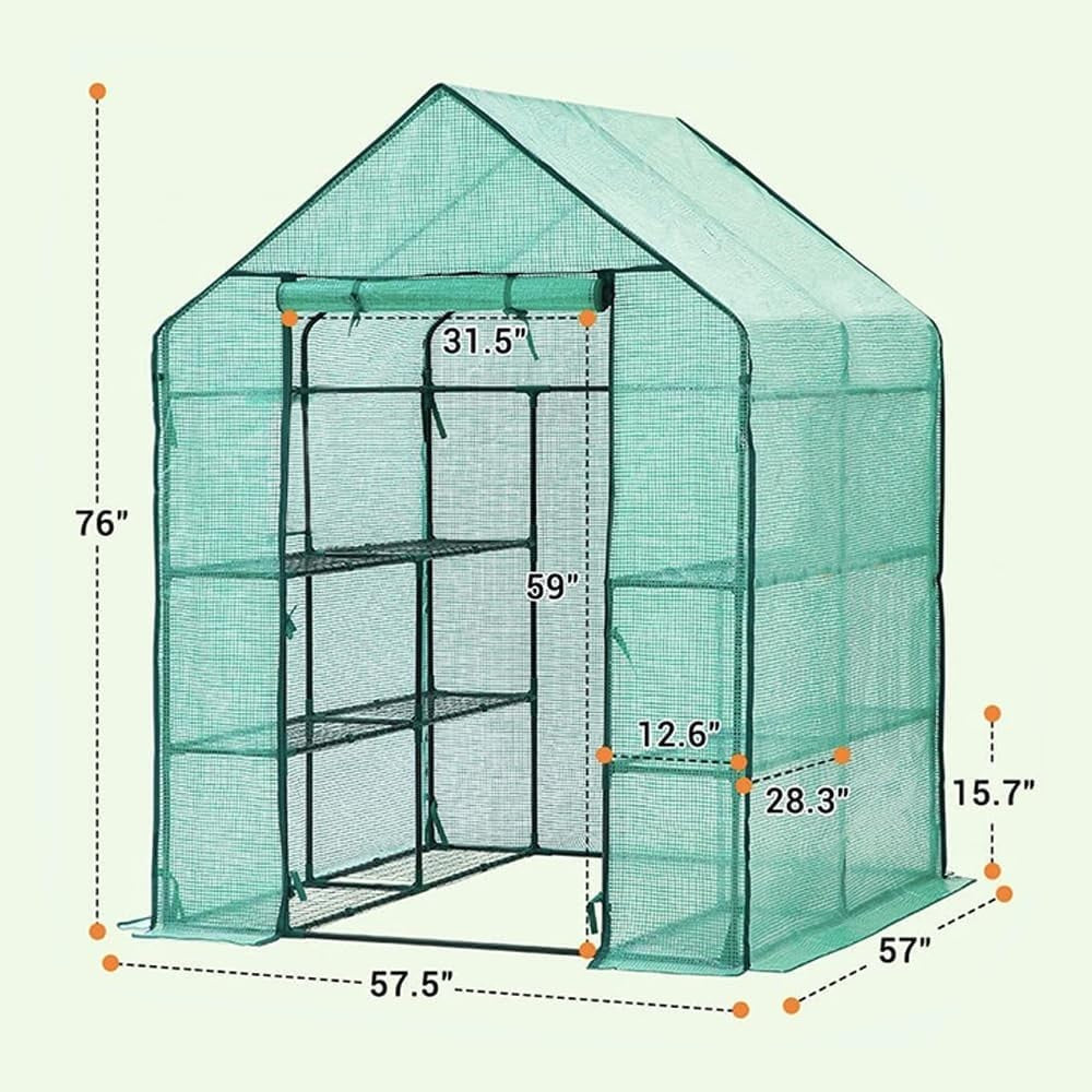 Walk-In 3 Tier 6 Shelf Greenhouse | Heavy-Duty PE Cover Garden