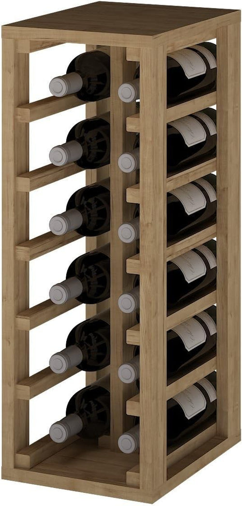 Pine Wine Rack for 12 Bottles – Light Oak Finish | Compact Floor Stand