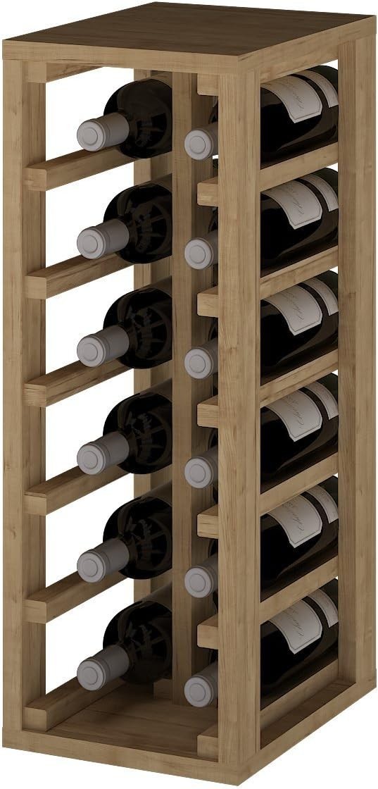 Pine Wine Rack for 12 Bottles – Light Oak Finish | Compact Floor Stand