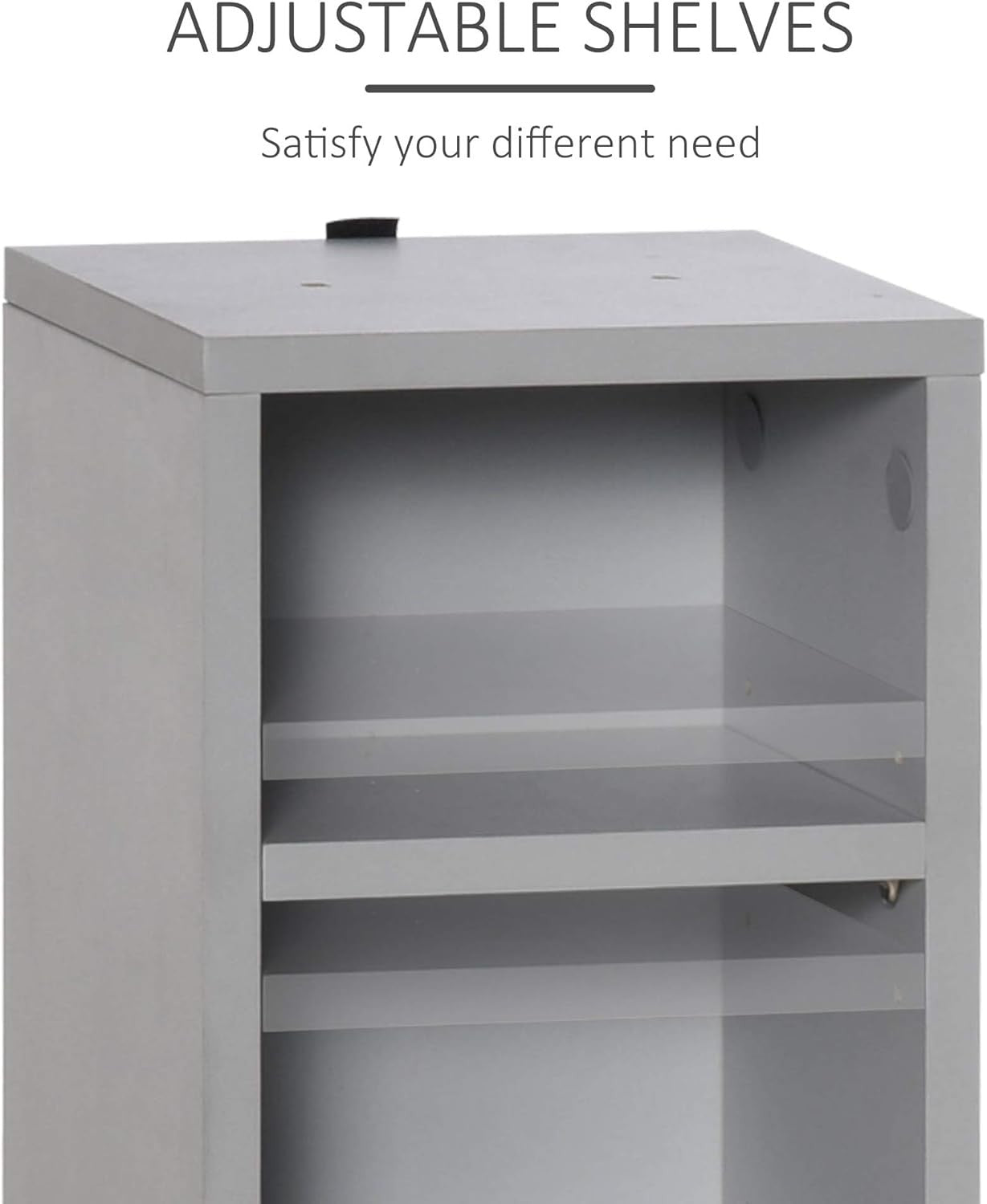 Set of 2 Tall Media Storage Towers – Adjustable CD DVD Blu-Ray Shelving Grey