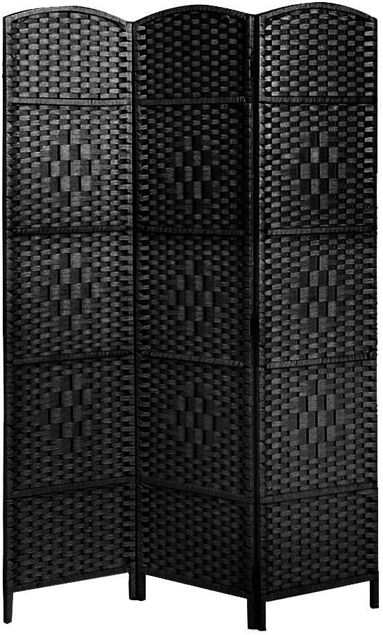3 Panel Folding Room Divider Wicker Privacy Screen Freestanding Partition Black