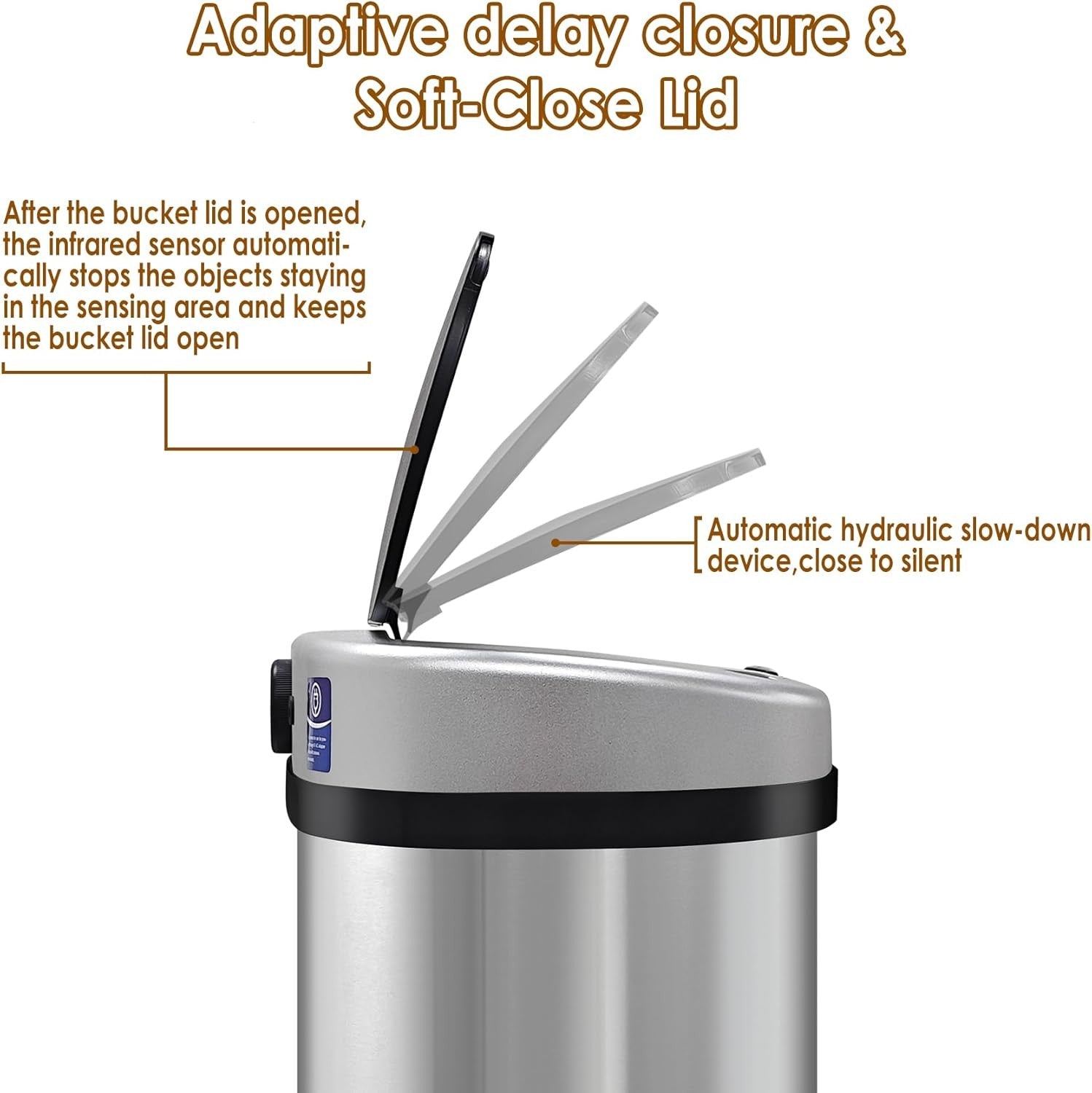 58L Stainless Steel Automatic Sensor Kitchen Bin Touchless Round
