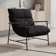 Faux Fur Accent Armchair Upholstered Lounge Chair Black