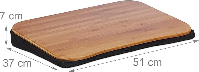 Bamboo Laptop Table with Cushion Portable Lap Desk Bed Sofa Handle