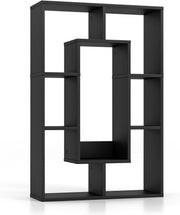 7-Cube Geometric Bookcase Modern Room Divider Storage Display Shelf Black