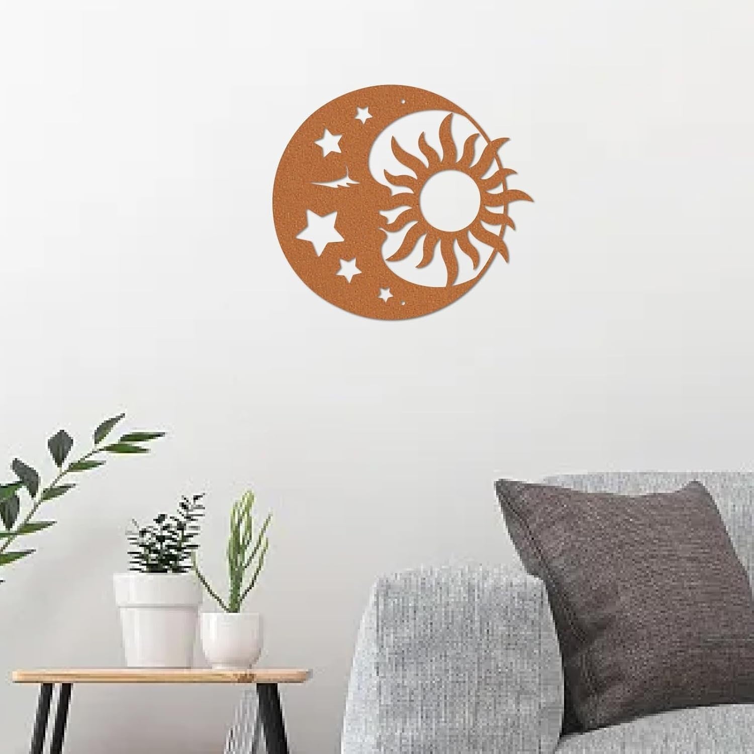 Sun Moon Stars Metal Wall Art Boho Celestial Home Decor