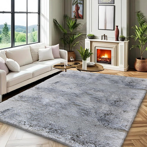 Large Grey Shaggy Area Rug 160x230cm Super Soft Thick Living Room Carpet