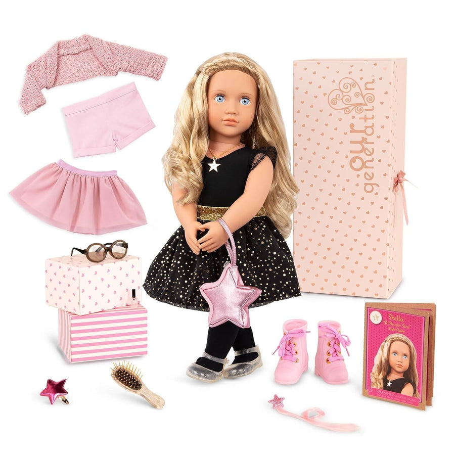 18-Inch Fashion Starter Doll Blonde Hair Blue Eyes 3 Outfits Gift Box