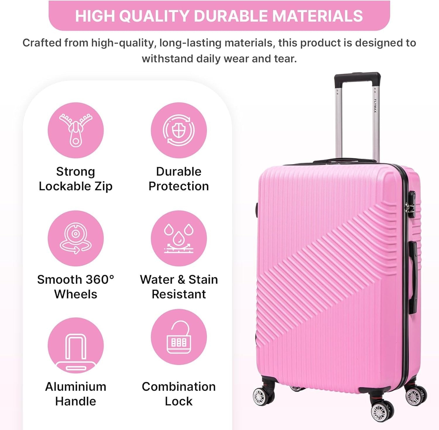 29'' Large Check In Suitcase Hard Shell Lightweight 4 Spinner Wheels Lock Pink