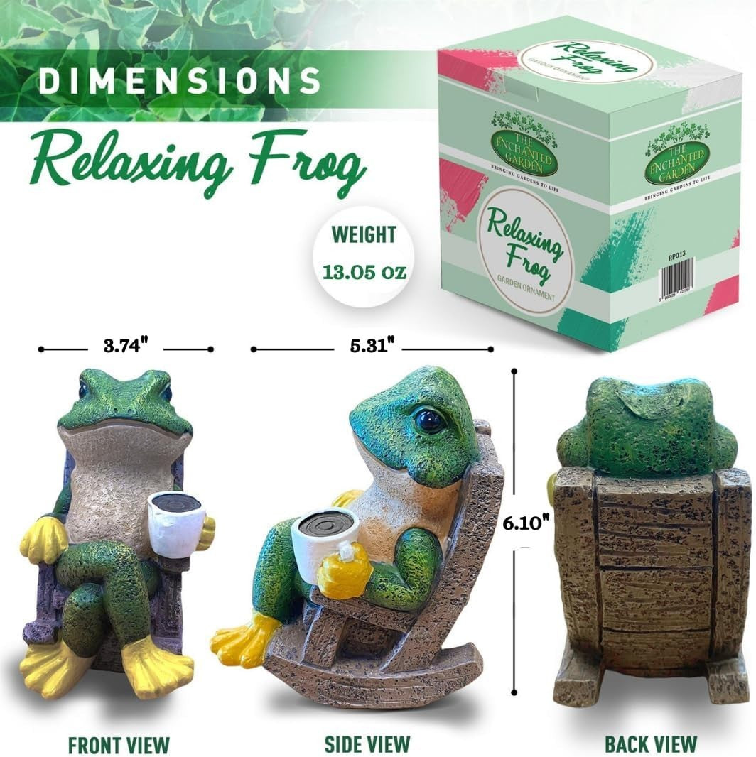 Relaxing Frog Garden Ornament Resin Statue Cute Pond Lawn Decor Wildlife Gift