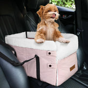 Pink Console Dog Car Seat Small Pet Booster PU Leather Travel Carrier