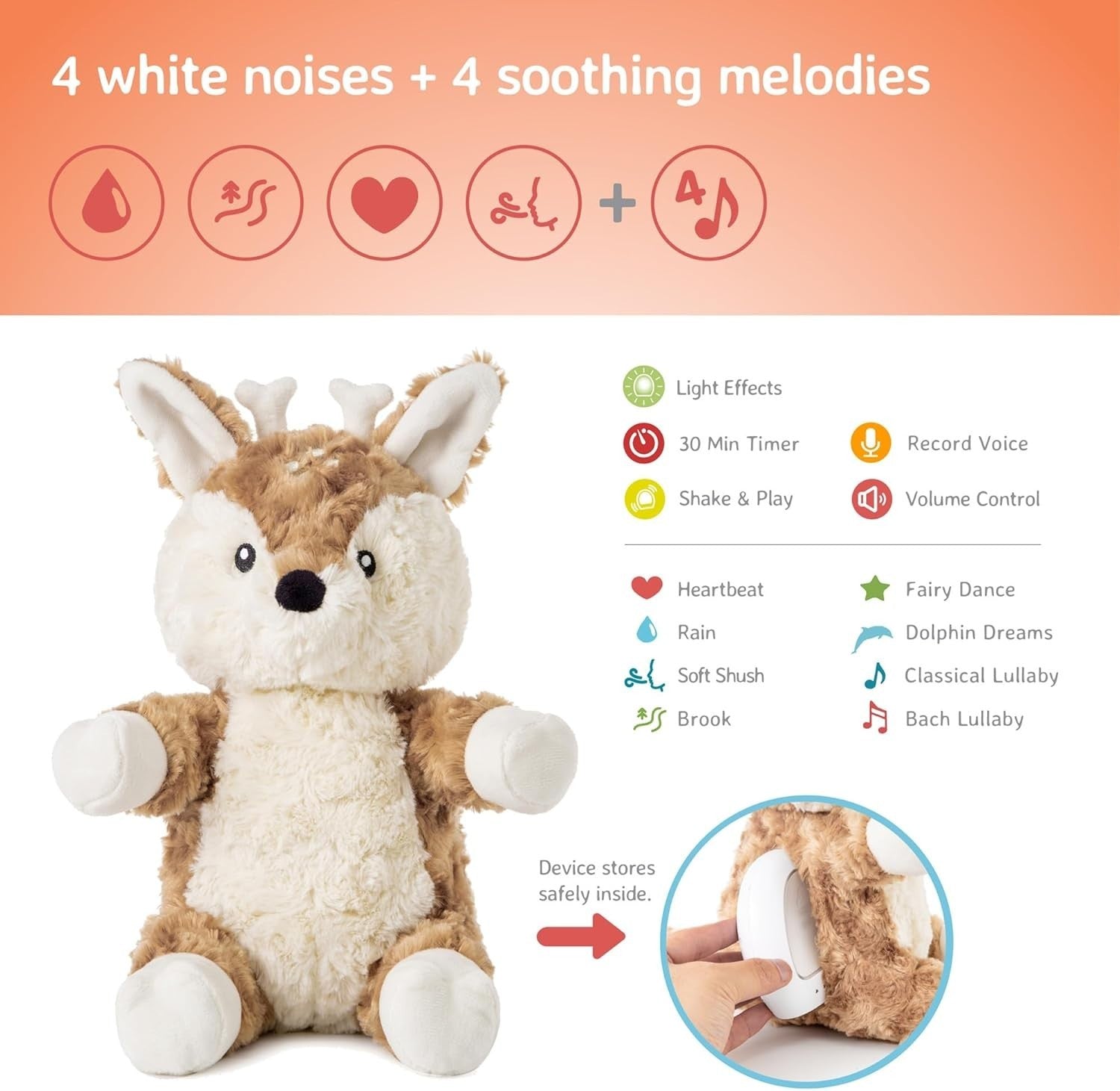 Finley Fawn Plush Night Light White Noise Baby Sleep Aid Toy