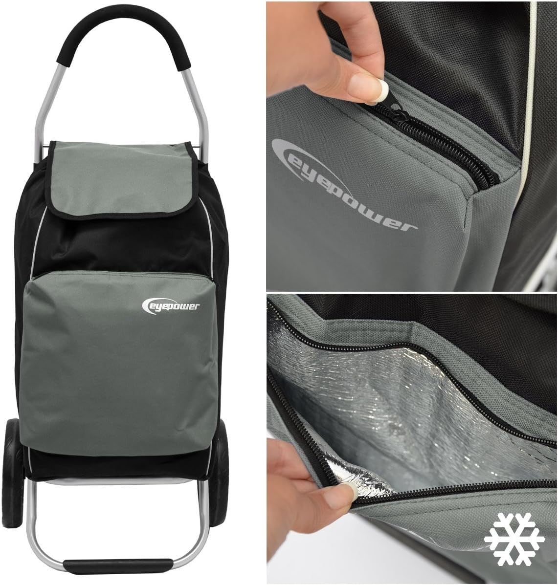 Foldable Shopping Trolley Cart 52L with Cooler Bag – Heavy Duty, Easy Transport