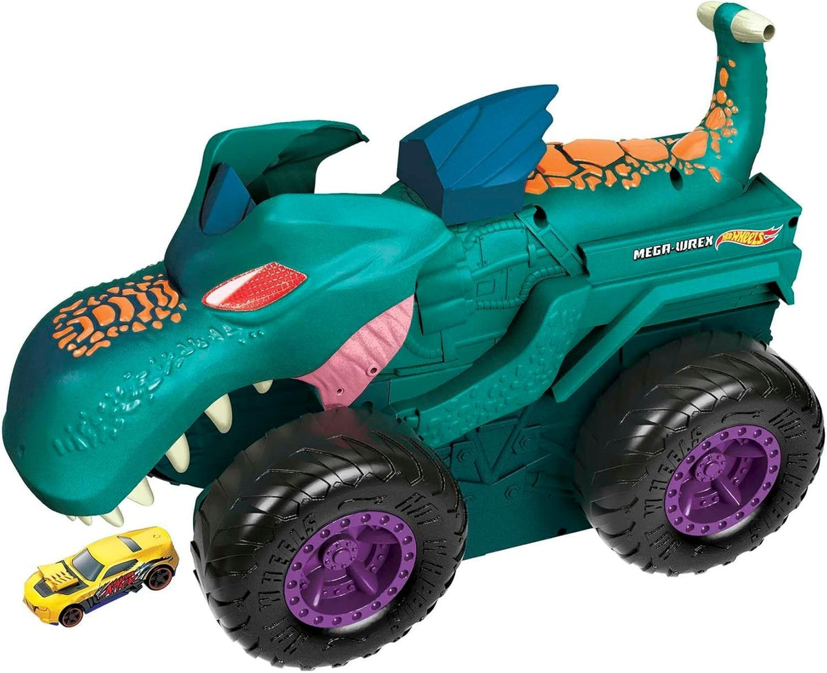 Monster Trucks Car Chompin' Mega Wrex Toy with Lights, Sounds & 1 Car