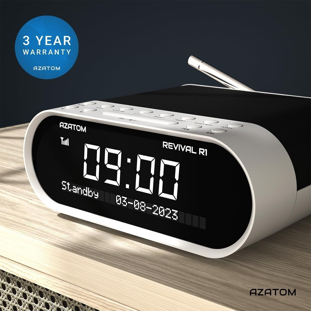 DAB/DAB+ & FM Bedside Radio with Dual Alarms, USB Charging & Bluetooth