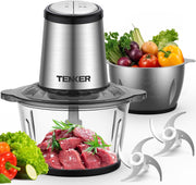 500W Food Processor Meat Grinder Chopper 2x2L Bowls 2 Speed Black