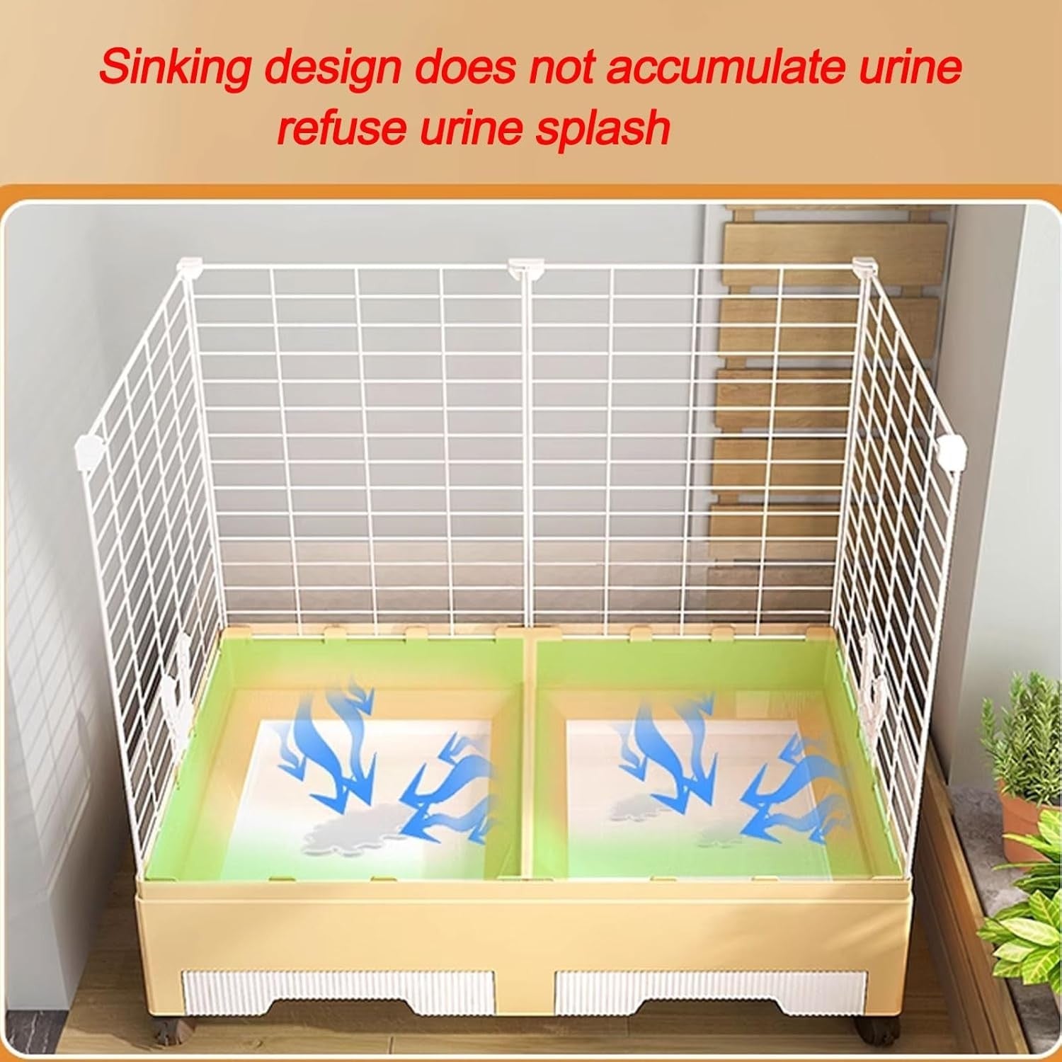 Indoor Rabbit Hutch Bunny Cage Double Layer Large Capacity Easy Clean