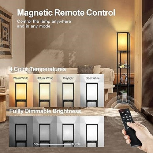 Floor Lamp Shelf Remote Dimmable LED Charging 4 Colour Light